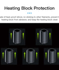 Image of five silicone socks for 0.4mm Unicorn Nozzle Kit For K2 Plus Hi Combo And K2 Pro 3D Printers, showing heat-proof protection benefits.