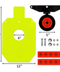 AR500 Steel Target Silhouette With Four Inch Bullseye Reactive Center Gong Opens And Resets On Hit Neon Color Powder Coat