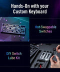Buttery Smooth Wireless Mechanical Gaming Keyboard With 75 Percent Tkl Layout And Tri Mode Hookup shown with hot-swappable switches and lube kit.