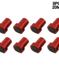 8 Piece Aluminum Alloy Dog Clamps For Woodworking Table Heavy Duty Hold Downs Set, red alloy clamps, top view display.
