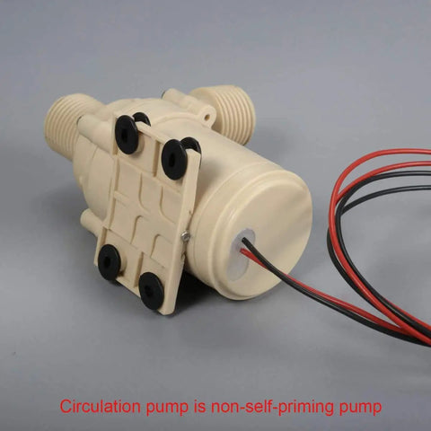Go To 12V Solar Hot Water Circulation Pump Low Noise Brushless DC Motor Two Point One GPM Flow Nine Point Eight Feet Head Half Inch Male Thread