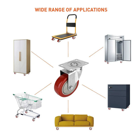4 Inch Heavy Duty Swivel Caster Wheels Delivering Hella Smooth Motion And 360 Degree Rotation With Badass Load Handling Total 1200 Lbs Lift Capacity Set Of Four silently gliding under furniture and carts.