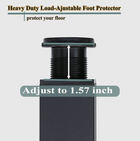Heavy Duty Adjustable Table Leg Set Of 4, 28 Inch Square Metal Desk And Coffee Table Legs, adjustable foot to 1.57 inches