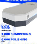All In One Knife Sharpening Kit With Dual Grit 1000 6000 Whetstones Extra Thick Corundum Sharpening Stones in packaging