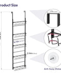 5 Tier Water Bottle Organizer Over The Door Cup Holder For Bulky Stanley Tumblers And Large Jugs, black frame dimensions