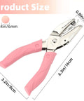 1/4 Inch Circle Hole Punch Handheld Paper Punch with pink grip handle, showing product size dimensions