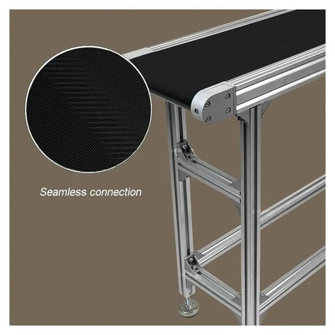 Adjustable Speed Belt Conveyor System with Lightweight Aluminum Alloy Frame showcasing seamless connection and black PVC belt