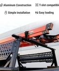 Built Tough 23.5 Inch Powder Coated Aluminum Ladder Roller With T Slot Compatibility For Roof Racks And Pickup Trucks providing easy loading of ladders.