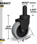 Three Inch Mop Bucket Wheels Replacement Non Marking Thermoplastic Rubber Casters For Rubbermaid WaveBrake Mop Buckets size details