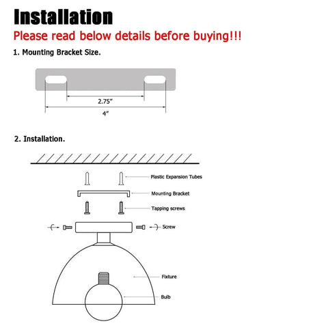 Installation diagram for Retro Black Industrial Ceiling Light Fixture Mini Metal Rustic Flush Mount with mounting instructions.