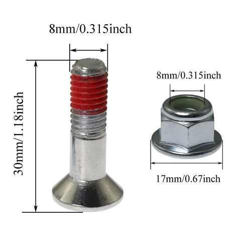 Heavy Duty M8x30 Sprocket Bolt And Nut Kit with dimensions in chrome plated finish for dirt bikes and motocross