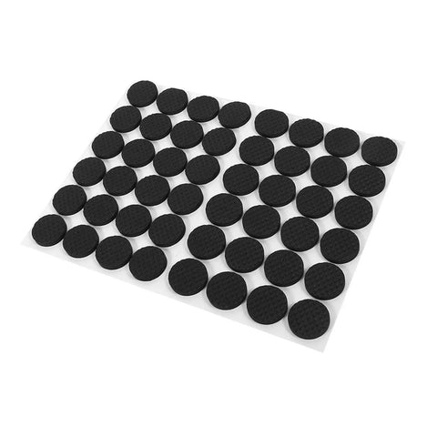 Image of 48 Black Non Dotting Self Adhesive Floor Protectors For Chairs Sofas Tables Cushions 22mm Rubber Feet Pads To Stop Scratches And Slip Proof Heavy Duty Grip Easy Peel Adhesive Keeps Floors Looking Fresh.