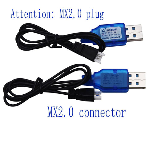 Two Pack 3.7V LiPo USB Charge Cable With MX2.0 2P Plug For RC Drones Planes Boats Helicopters And Other MX2.0 Battery Toys