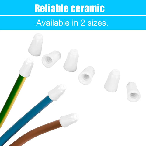Ceramic wire connectors, 30pc insulated porcelain caps for high-temperature electrical wiring, small