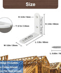 White 2.5 Inch Stainless Steel L Bracket 6 Pack Right Angle Corner Braces with Screws, size dimensions and included items.