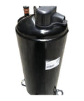 Heavy Duty AC Compressor Replacement For Water Heater And Refrigeration Units Built Like A Tank With Hella Endurance For A Quick Swap And Top Shelf Cooling Efficiency On Commercial Sites. Black, cylindrical unit with top ports.