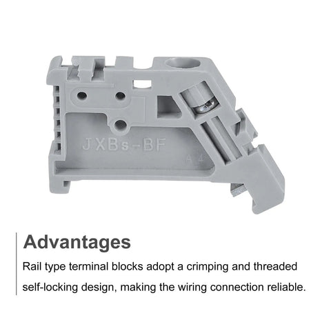 DIN Rail Mount Terminal Blocks End Stopper Screw Type Clamp Grey EW35 Pack Of 20 Heavy Duty Terminal Blocks side view