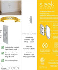 Ultra Thin Outlet Concealer Kit For Hidden Outlets And Cord Management, Flat Low Profile Cover Packaging with Features and Installation Instructions