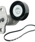 AC Drive Belt Tensioner Kit Fits Chevy Silverado 1500 Suburban Tahoe GMC Savana Sierra Yukon Cadillac Escalade 1999 2008 No Fuss OE Replacement 19311139 38159 ACK040378HD product image showing tensioner and belt.