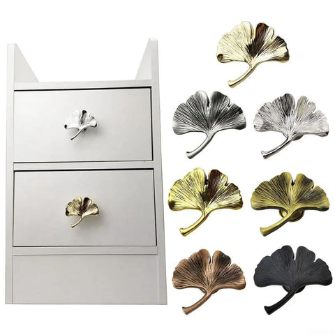 Leaf Design Cabinet Knobs For Kids Room Kid Friendly Zinc Alloy Handles With Multi Layer Plating In Antique Gold Finish Durable Decorative Door Pulls For Cabinets And Furniture displayed on drawer