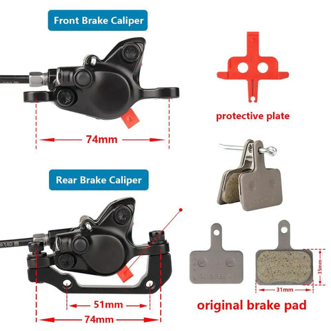 Front and rear calipers of Beefed Up MTB Hydraulic Disc Brake Set with Dual Piston Calipers for Left Front 800mm Cable