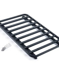 Heavy Duty Aluminum Roof And Luggage Rack Compatible With 1/10 Scale Rc Crawler Trx4 Bronco DIY Trail Mod Upgrade showing black aluminum rack with mounting hardware.