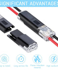 Close-up of 100Pcs Double Wire Plug In Connectors With Locking Buckle No Fuss Quick Clip Fasteners For Strip Lights DIY Crafting