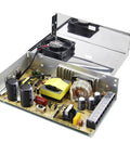 Interior view of Beefy 12V Power Supply 25A 300W Universal Switching Adapter with electrical components and fan
