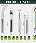 14-Piece Fruit Carving Tools Set In Stainless Steel With Melon Baller, V-Cut, Spiral Cutter, Zester, Wave Knife And Seed Remover