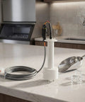 Ice Machine Water Level Sensor Probe Kit With Harness For Commercial Ice Makers on kitchen counter with ice cubes and scoop