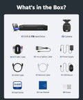 Contents of All-In-One Wired Security Camera System Outdoor With AI Human And Vehicle Detection, showing DVR, 1TB drive, and accessories.