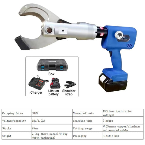 Portable Electric Ratchet Cable Cutter For Copper And Aluminum Cables, 18V Cordless Hydraulic Cutter with accessories