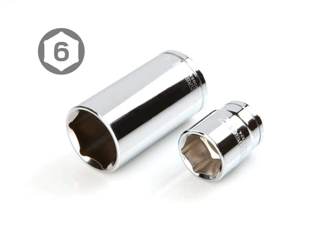 Deep and shallow 6-point sockets, part of Half Inch Drive Socket Set With Deep And Shallow 6 Point Sockets, Ratchet And Beefy Case