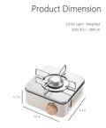 Kickin Mini Butane Camping Stove With 8205 BTU Output, Portable Indoor Outdoor Cooking, dimensions and size details