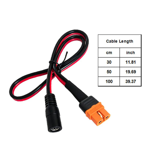 XT60I To 5.5x2.1mm Power Cable DC5521 Female Connector For Lithium Batteries And FPV Gear, 30 cm red black