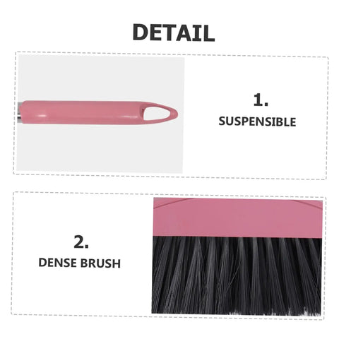 Detail view of the Heavy Duty Pink Broom With Extended Handle showing suspensible pink handle and dense durable bristles.