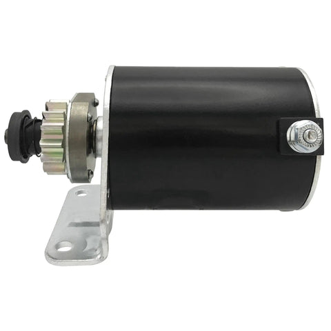 Side view of Beefy Steel Gear Starter Motor Replacement For Briggs Stratton 14.5 To 19 HP, showing steel gear and mounting bracket.