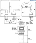 Technical diagram of 4 Inch Centerset RV Bathroom Faucet In Brushed Nickel with measurements and installation details.