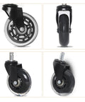 5pcs Inch Universal Wheel PU Metal Caster Smooth Silent close-up view of black caster wheel with transparent PU material