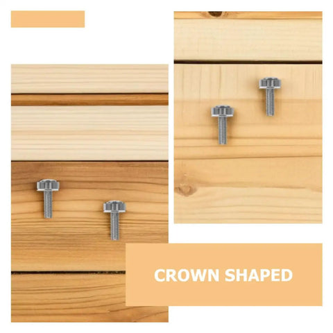 M6x20 Nickel Plated Crown Head Rack Screws And Cage Nuts Kit With Washers for server racks, displayed on wooden surface
