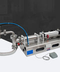 Automatic Single Head Liquid Filler Pneumatic Bottle Filling Machine Stainless Steel Anti Drip Valve showing side view and features.