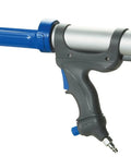 Workhorse Pro Grade Pneumatic Caulk Gun For 29 Ounce Cartridges With Adjustable Air Regulator Up To 100 PSI showing aluminum barrel and handle