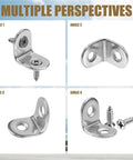 Rock Solid L Corner Brackets 100 Pack Stainless Steel With Screws For Wood Furniture Cabinets And Shelves shown from multiple angles.