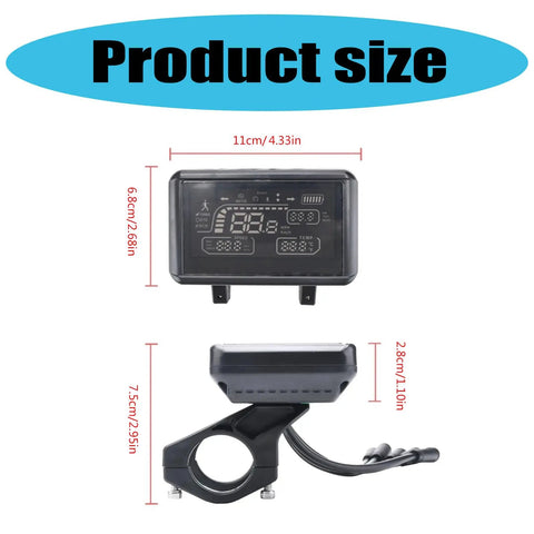 Upgraded Electric Scooter Dashboard Display Panel With Slick Speed Gear And Power Modes Indicators dimensions and mounting view