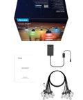 Packaging and contents of 48 Ft RGBIC Outdoor String Lights With 15 Dimmable LEDs IP65 Waterproof Color Changing Warm White 47 Scene Modes