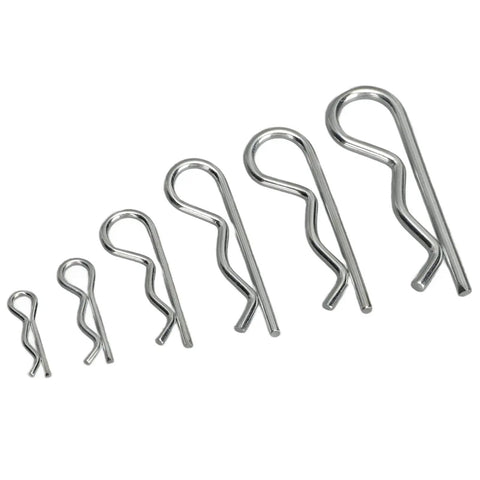 Assorted R Clip Kit 100 Pieces For M1 To M2.5 Hairpin Retaining Pins With Double Coil Design Carbon Steel Zinc Plated Finish