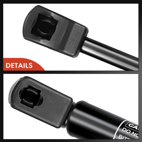 Close-up of Front Hood Lift Supports And Shock Struts For Ford F-250 F-350 F-450 F-550 Super Duty 2017-2022 showing durable attachment ends.