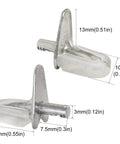 Super Sturdy 30 Pack Cabinet Shelf Support Pegs 3mm Adjustable Shelving Brackets showing detailed dimensions and design.