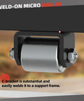 Two Pack Trailer Roller Wheel 2 Inch Weld On Heavy Duty Steel Caster With Grease Fitting For RV Trailers Motorhomes And Fifth Wheels Built Tough For Smooth Roll And Underbody Protection, showing roller with C-bracket.