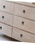 Black Round Drop Ring Cabinet Pull Handles 4 Pack Vintage Antique Drawer Pulls installed on wooden dresser drawers